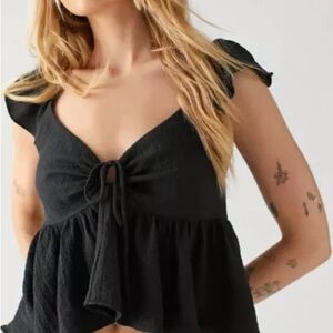 Urban Outfitters Black Sierra Key Hole Babydoll Top
